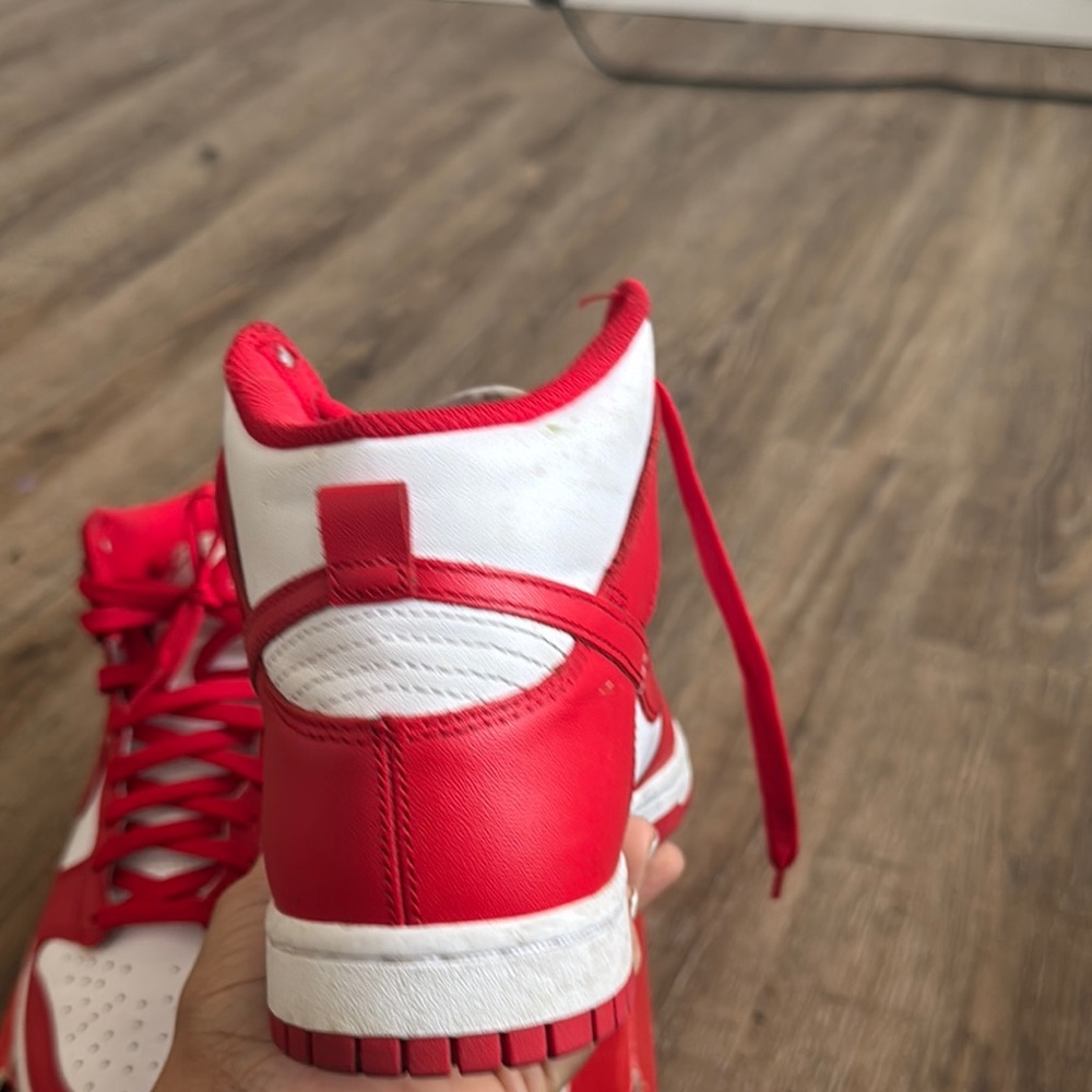 Authentic Nike Dunk Hi Red and White High-Top Sneakers - Picture 10 of 14